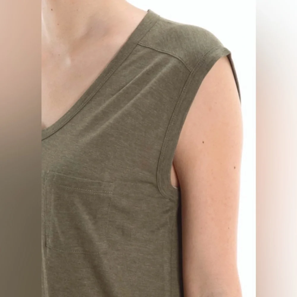 Alexander Wang Sz L Olive Green Sleeveless Relaxed Fit Tank Top